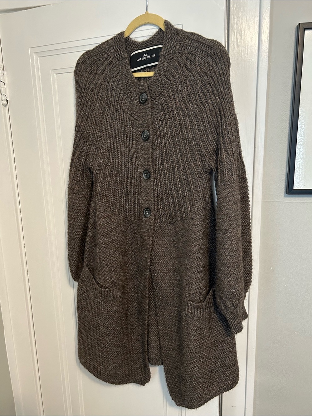 By Malene Birger Chocolate Brown Ribbed Button-Front Cardigan